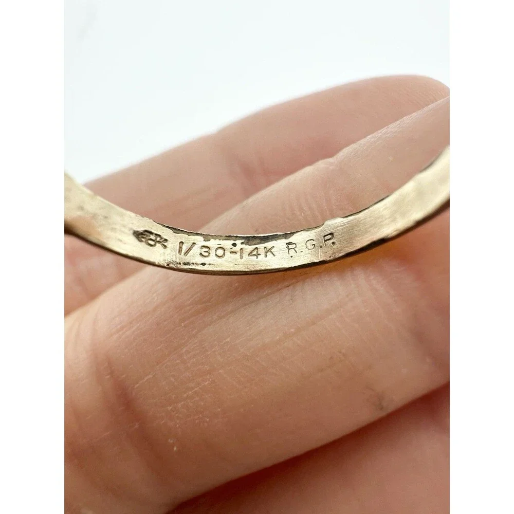 Vintage 14k Gold Plated Band Ring W Rhinestone Size 5.75